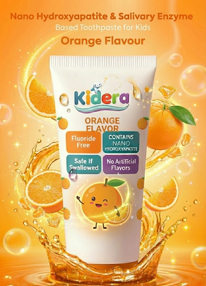 Kidera Kids Toothpaste – Orange Flavor (Fluoride-Free & Safe)