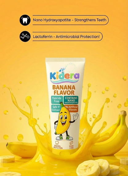 Kidera Kids Toothpaste – Banana Flavor (Fluoride-Free & Safe)