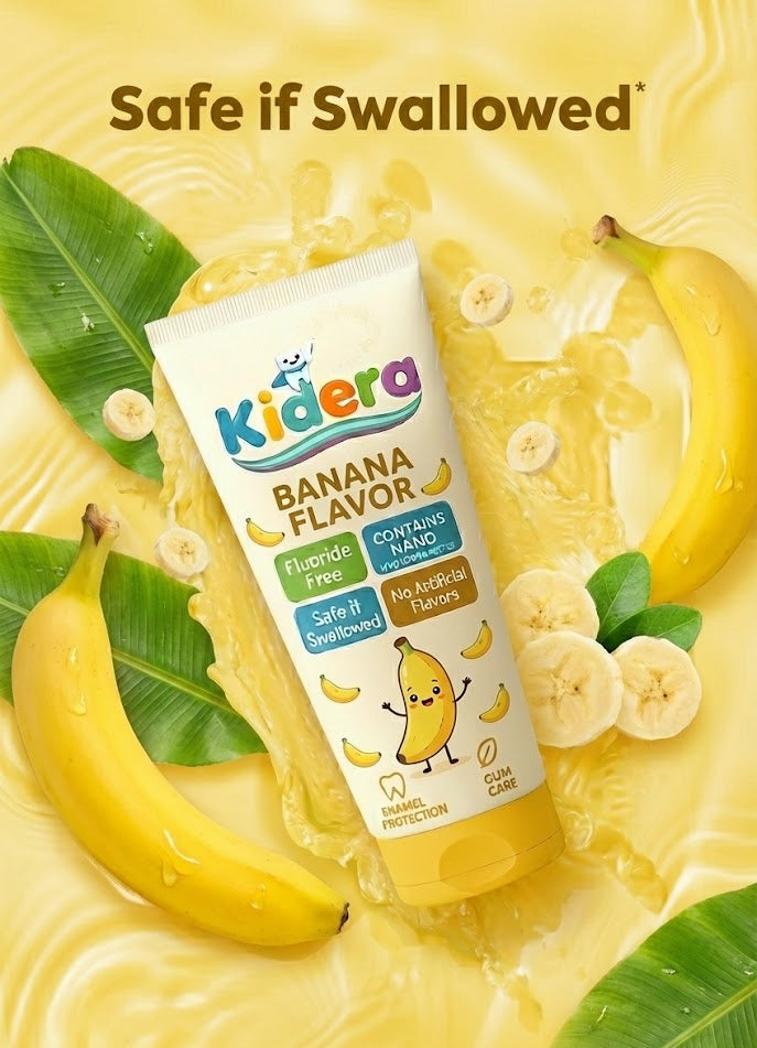 Kidera Kids Toothpaste – Banana Flavor (Fluoride-Free & Safe)