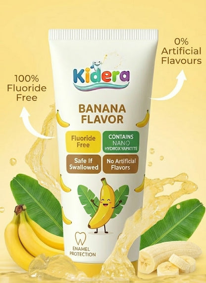 Kidera Kids Toothpaste – Banana Flavor (Fluoride-Free & Safe)