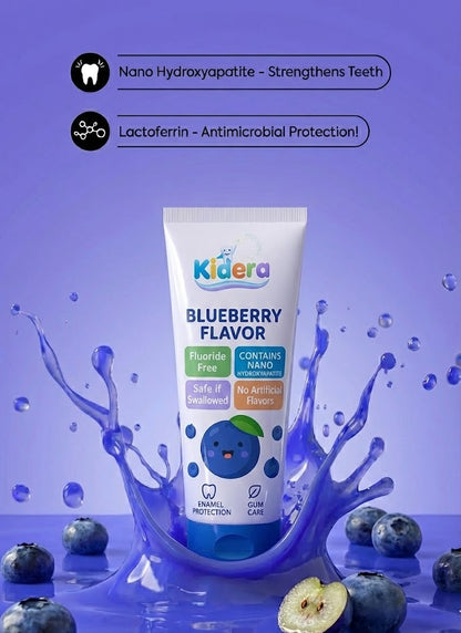 Kidera Kids Toothpaste – Blueberry Flavor (Fluoride-Free & Safe)