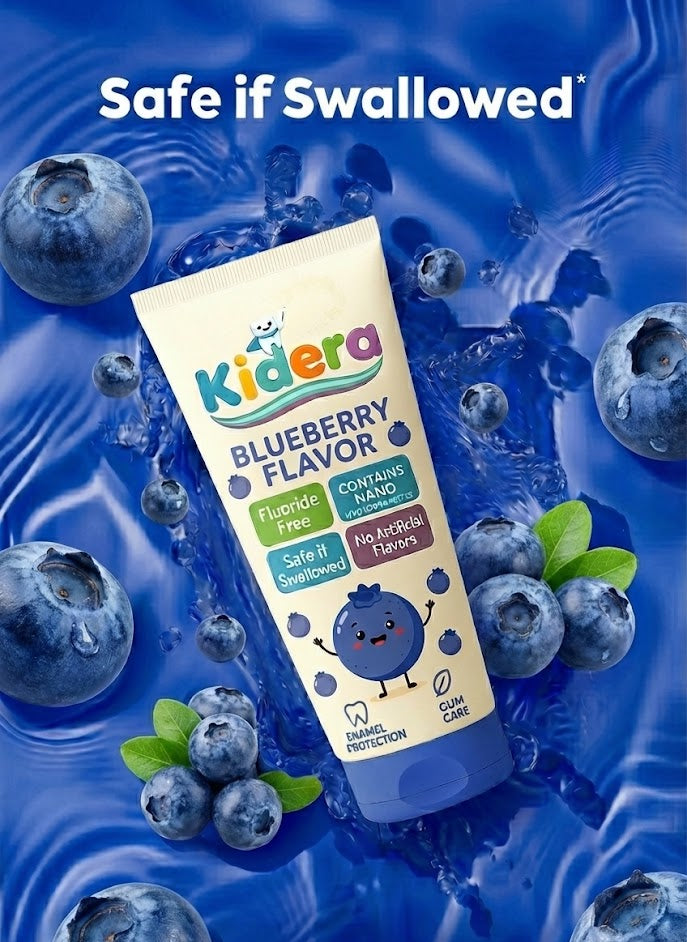 Kidera Kids Toothpaste – Blueberry Flavor (Fluoride-Free & Safe)