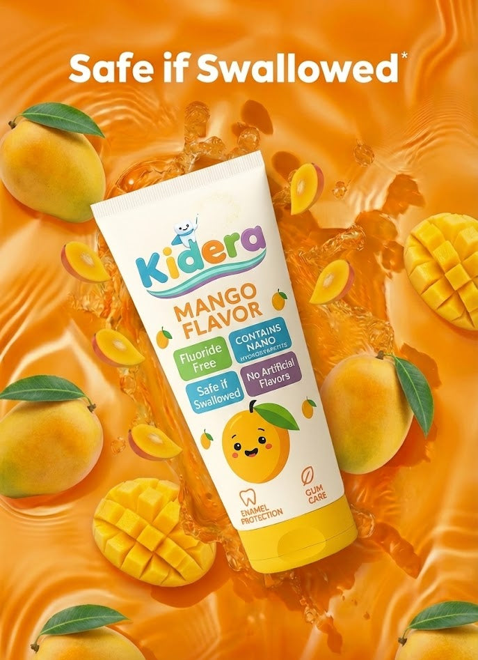 Kidera Kids Toothpaste – Mango Flavor (Fluoride-Free & Safe)