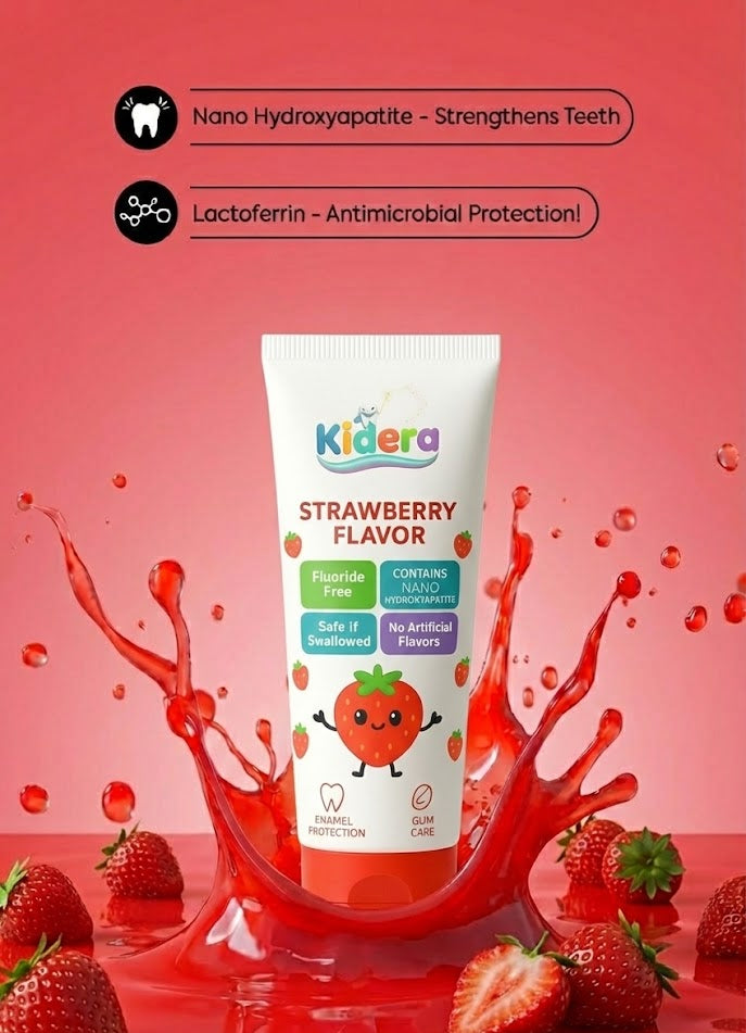 Kidera Kids Toothpaste – Strawberry Flavor (Fluoride-Free & Safe)